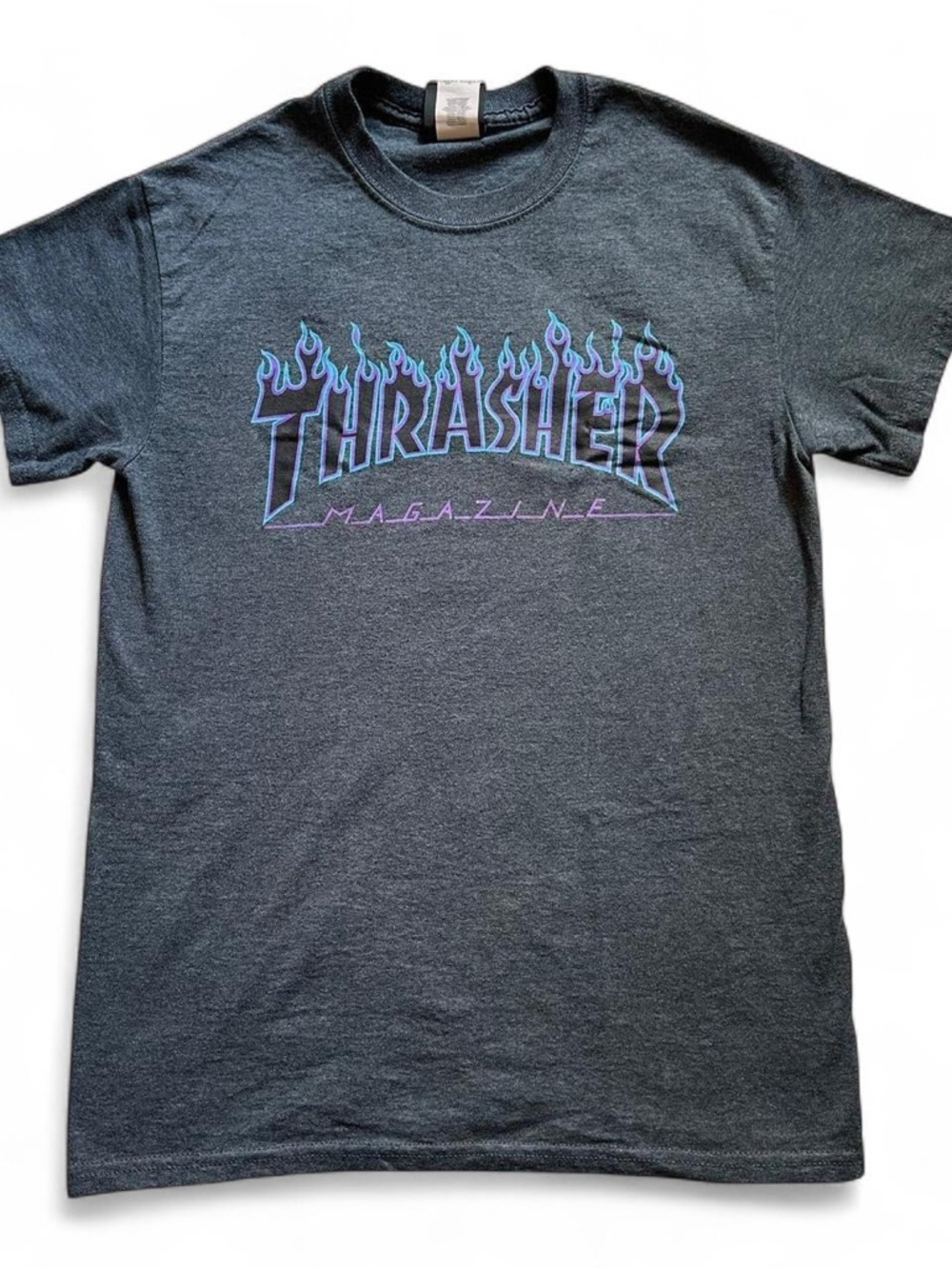 Thrasher Dark Gray Graphic Flame Logo Tee S